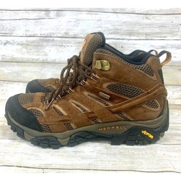 Merrell Men's J06051 Hiking Boots Brown Suede & Mesh Size 9.5 Vibram Sole - Picture 4 of 10